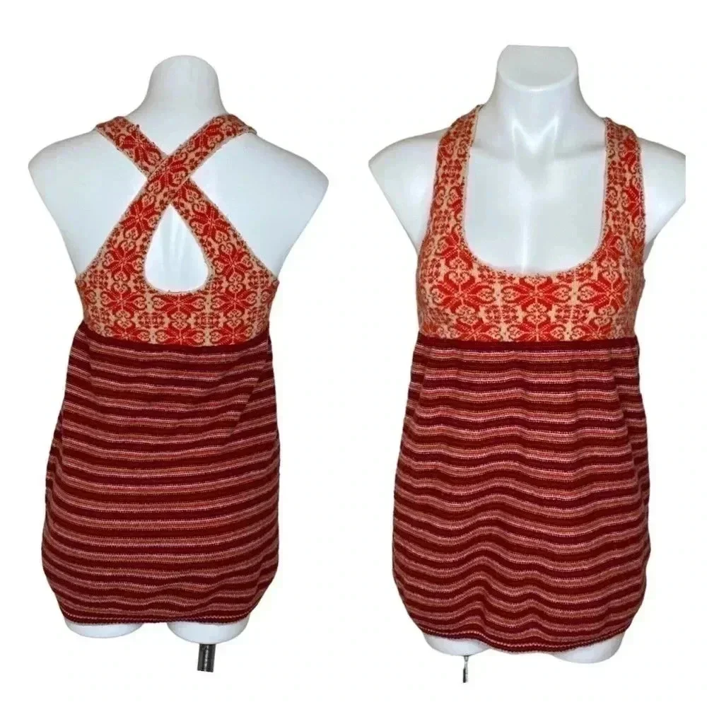 Free people fair isle alpine wool knit tank top sweater Fairycore size small